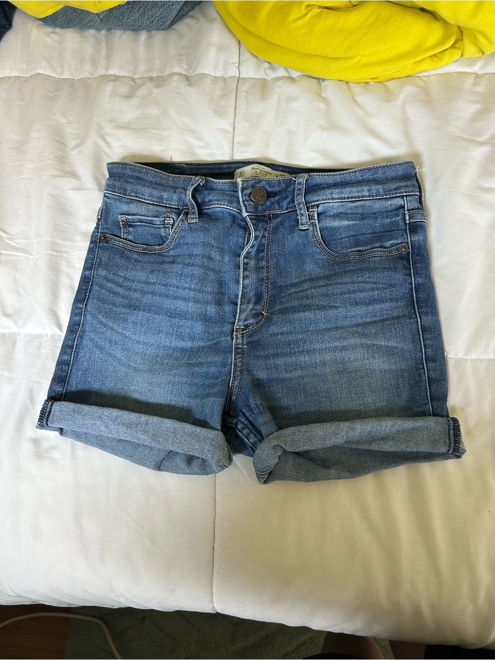 Abercrombie & Fitch Medium Blue Rolled-Hem Denim Shorts